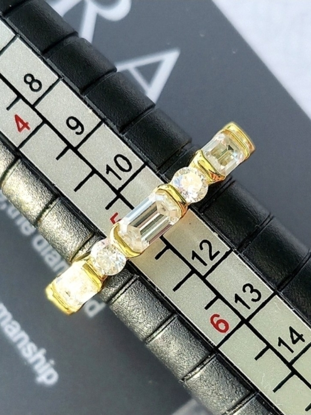 Certified Emerald & Round Brilliant-cut Full Moissanite Eternity band size 5 US